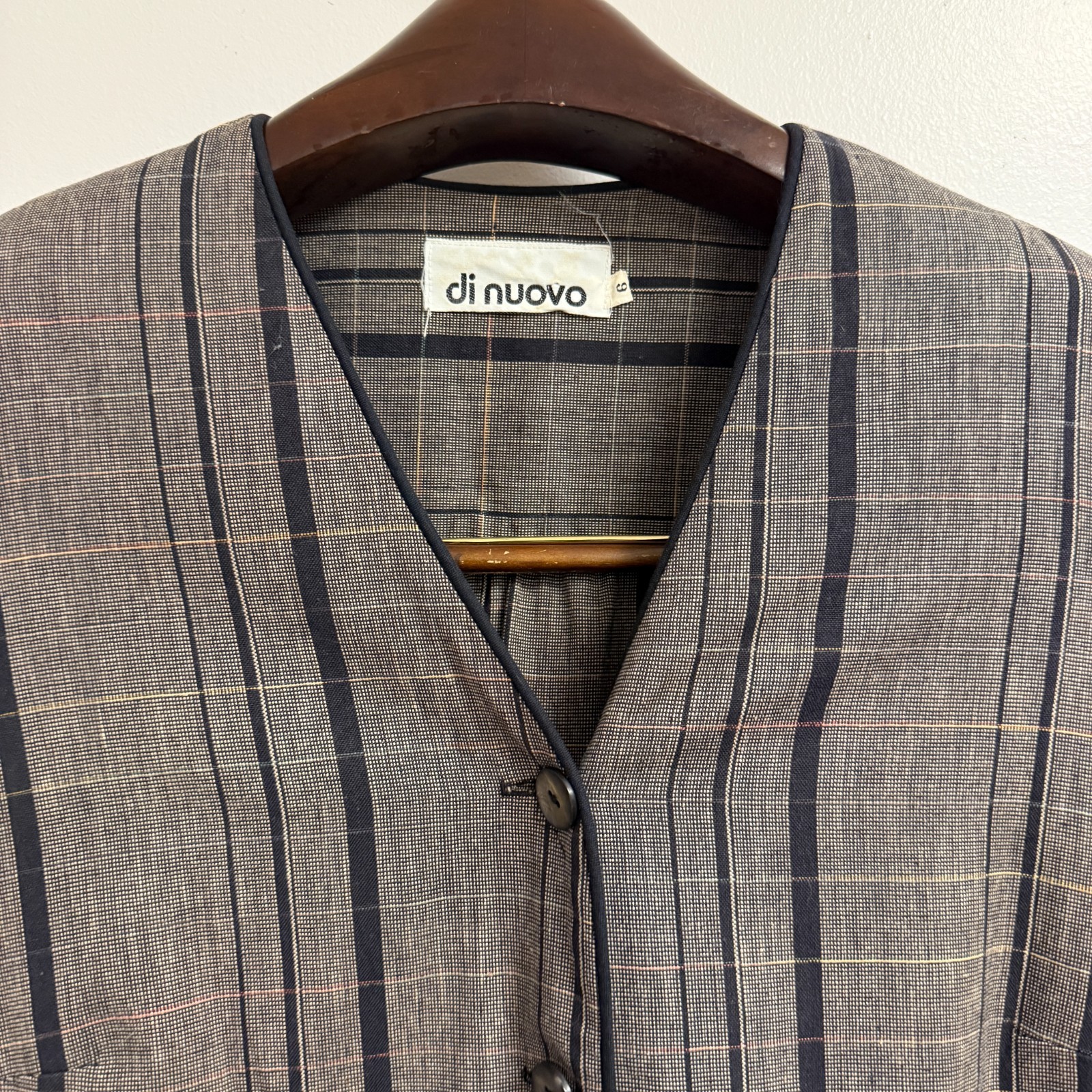 Vintage 80s Di Nuovo Gray Pinstripe Shirtdress Jacket S/M