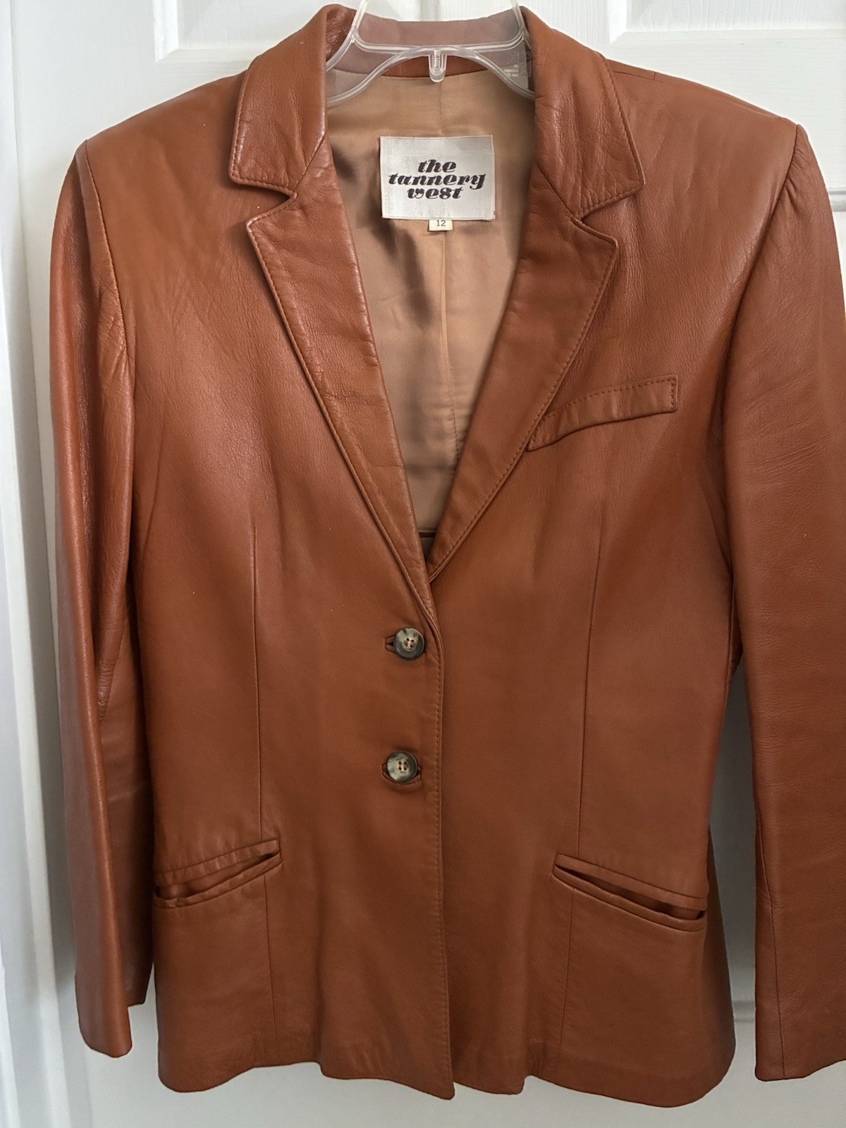 The Tannery West VTG Leather Blazer Jacket Women’s Brown Lined