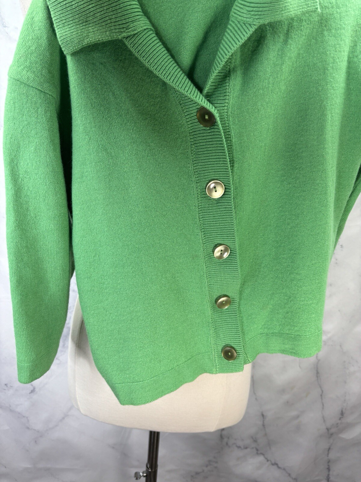 Vintage Jantzen 50s Wool Knit Cardigan Sweater 38 M USA Green 1950s Betty Paige