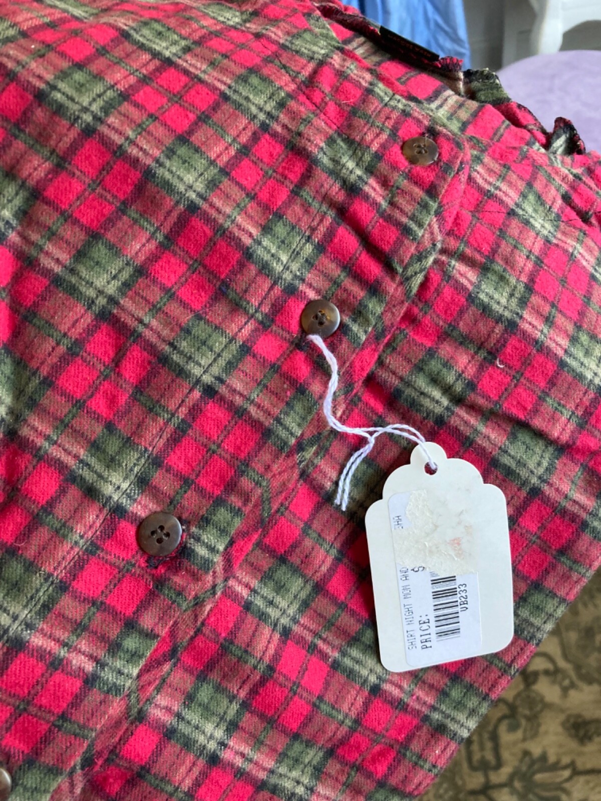 New Vintage Flyshacker Clothing Co Flannel Sleep Shirt Red Tartan Plaid S