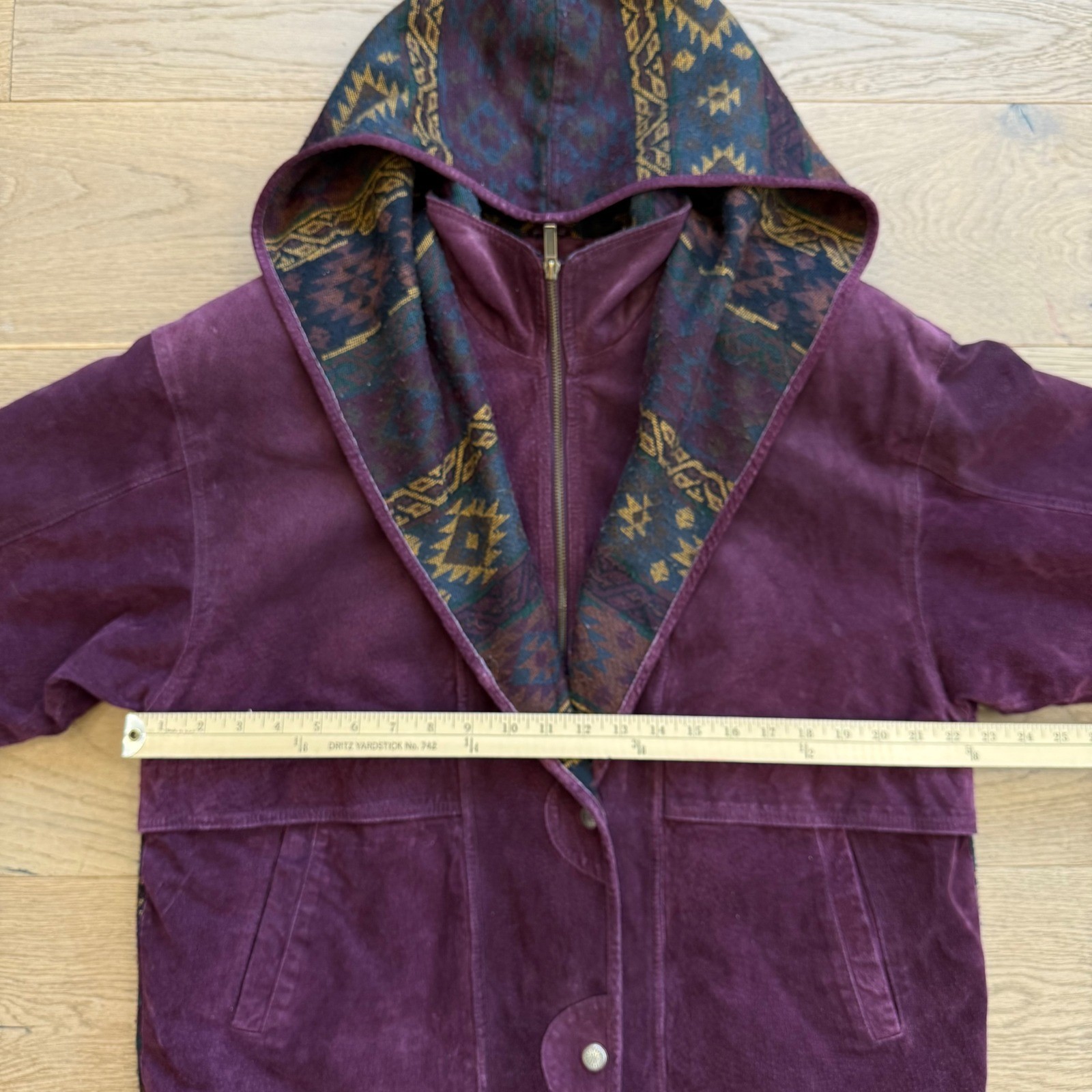 Adventure Bound Wilsons Purple Suede Leather Southwestern Hooded Jacket Medium