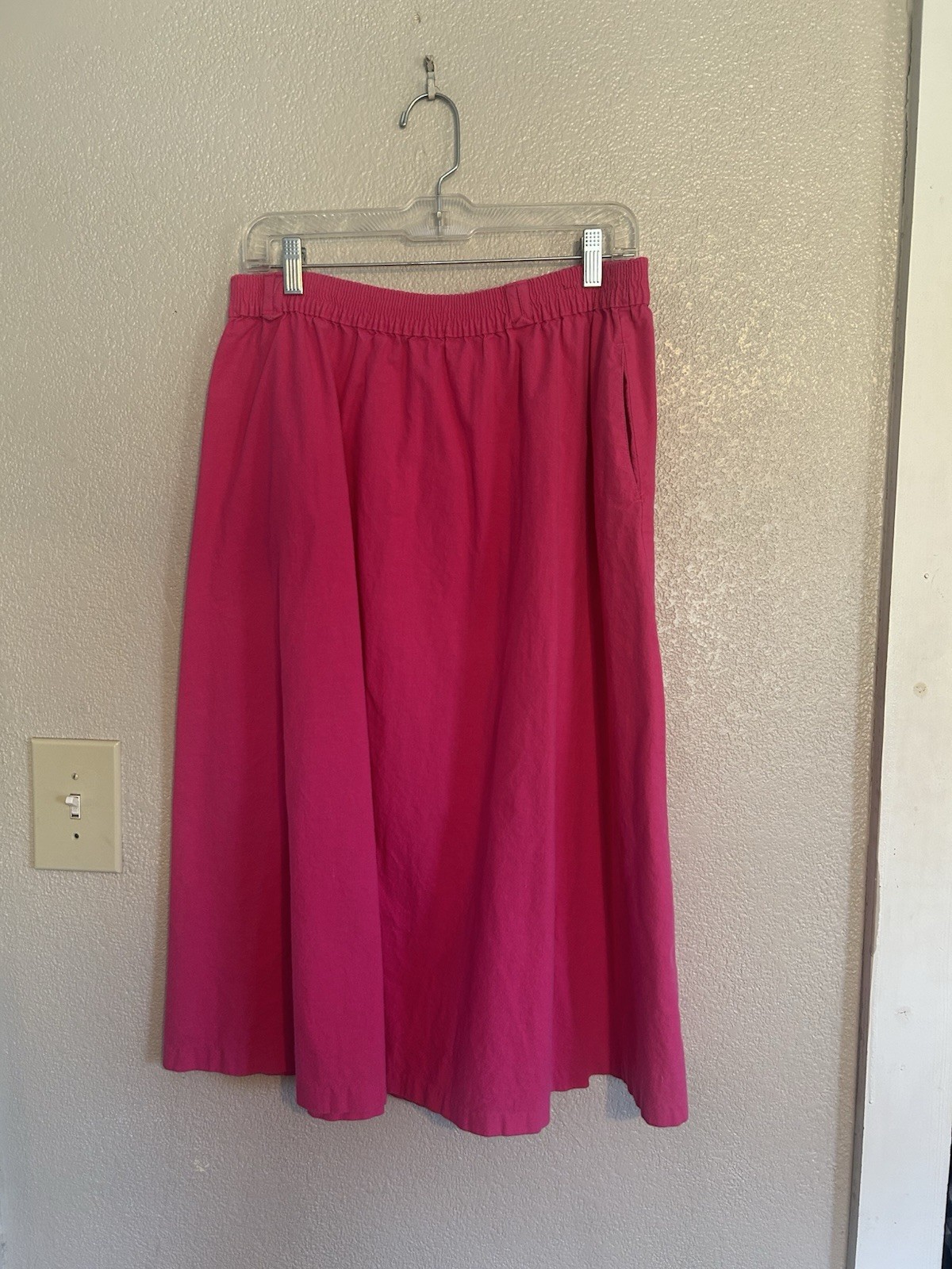 Vintage 1980s 1990s Pink Skirt with Pockets 100% Cotton Size Large Made In USA