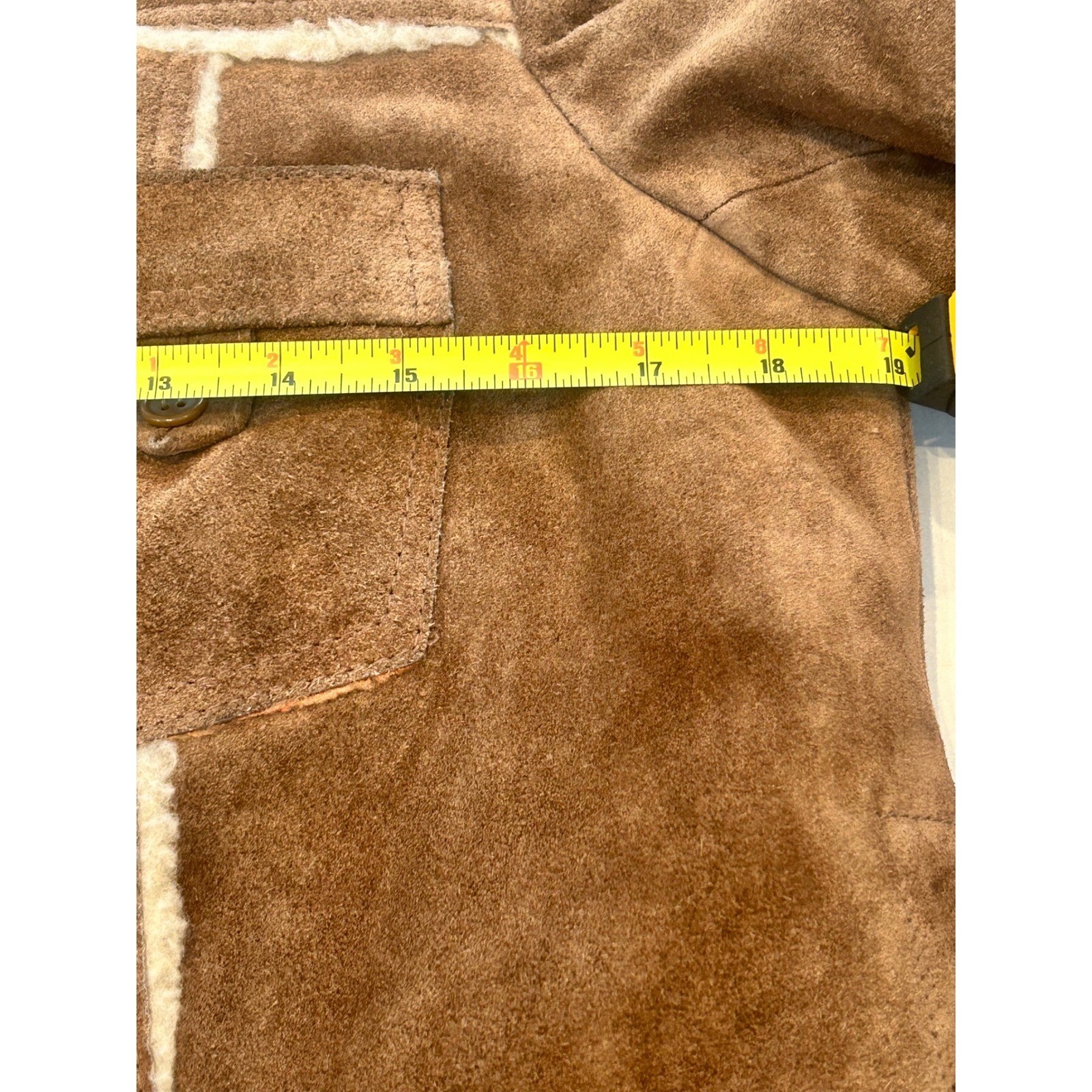 Vintage Uruguay Suede Leather Wool Shearling Bomber Jacket Brown Womens 11/12