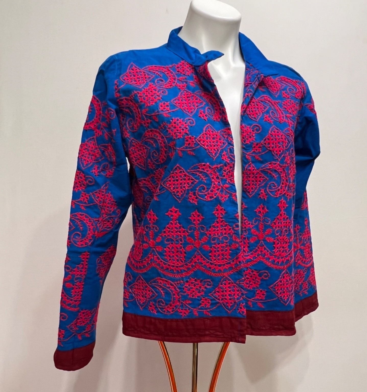 Vintage Embroidered Boho Open Front Jacket Sz Small Colorful Statement Piece