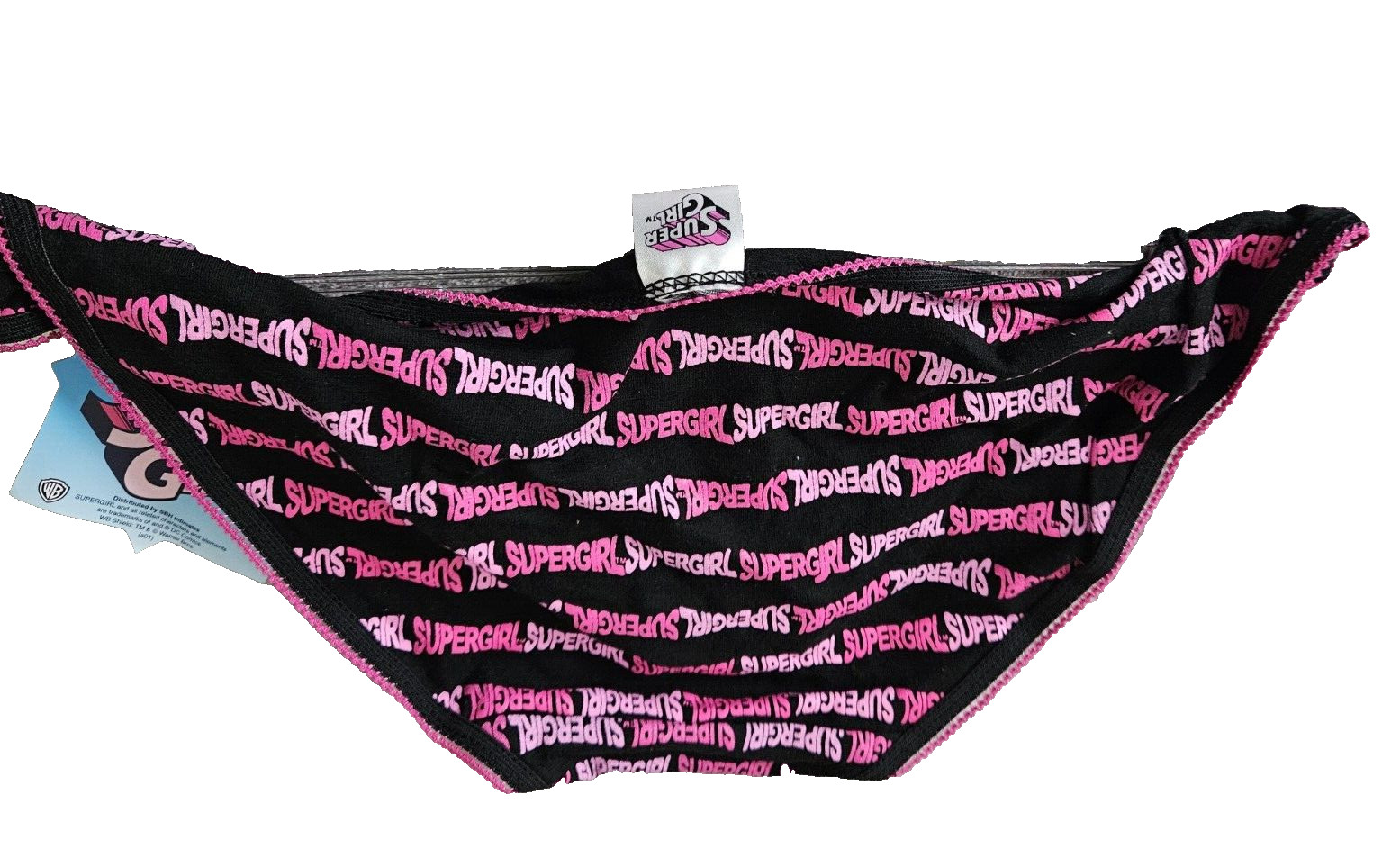 SuperGirl Intimates Women’s Bikini Panties Size: MEDIUM Color: BLACK/PINK