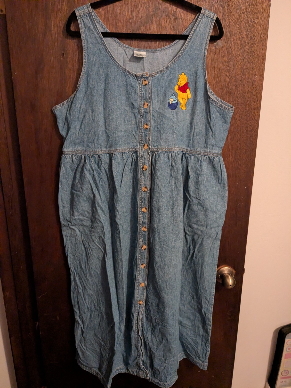Vintage Winnie The Pooh XL/1x Button Up Denim Dress