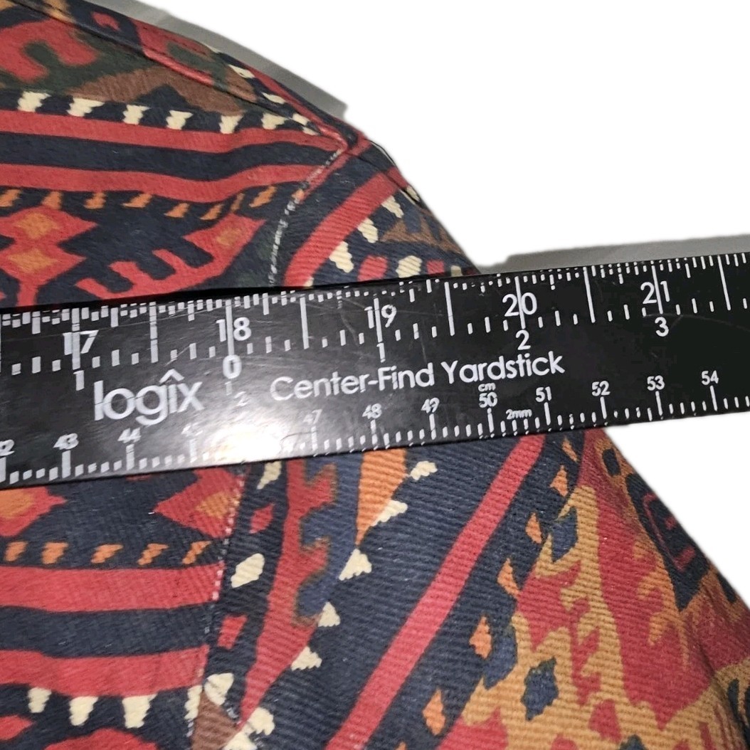 Cambridge Dry Goods Southwest Aztec Jacket Flannel Lined Suede Geometric 1980s