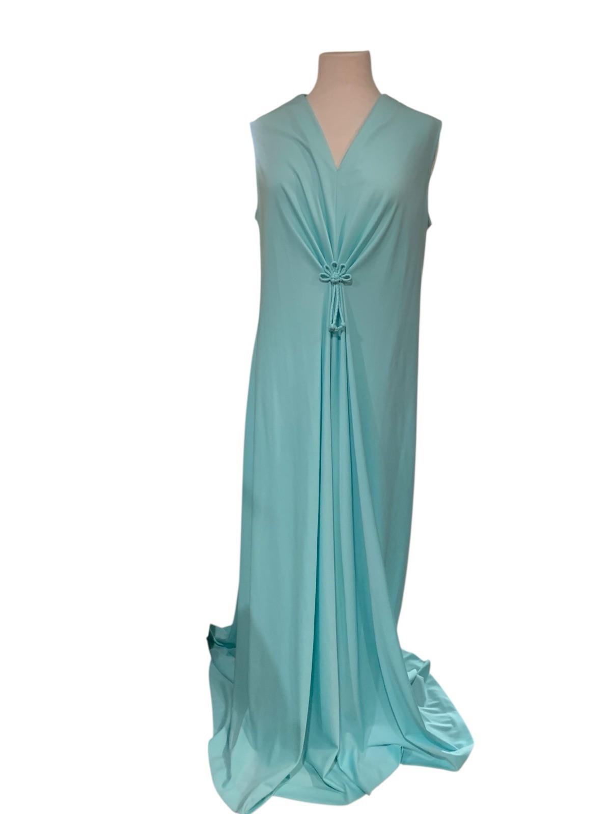 Lilly Lynn Vintage 70’s Light Blue Sleeveless Dress With Huge Sweep Size 18 1/2