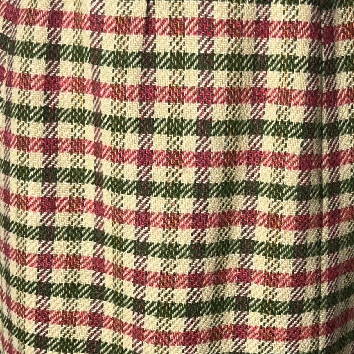 Vtg Check Pendleton Skirt Midi WOOL 70s Preppy Pink/Red Green Tan Sz S Secretary