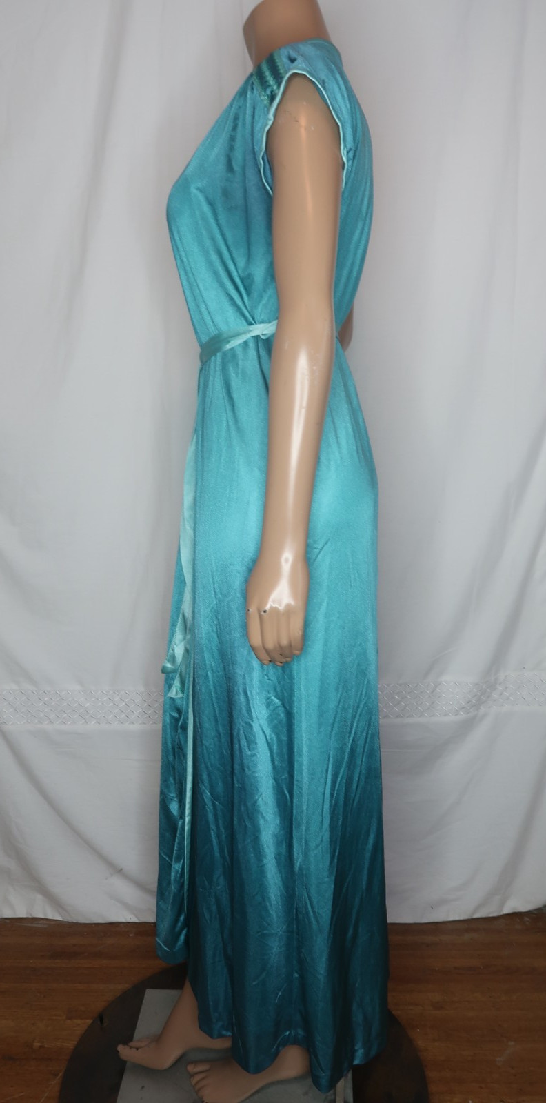 Vintage Blue Full Length Nightgown Robe Dutchess Individually Yours Jr 9 Girly