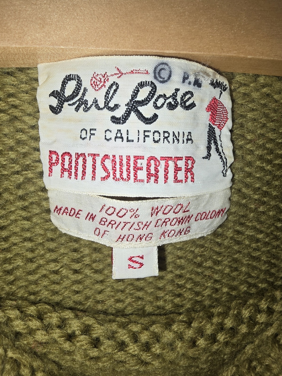 Vintage Phil Rose Pantsweater Floral Green 100% Wool Fringe