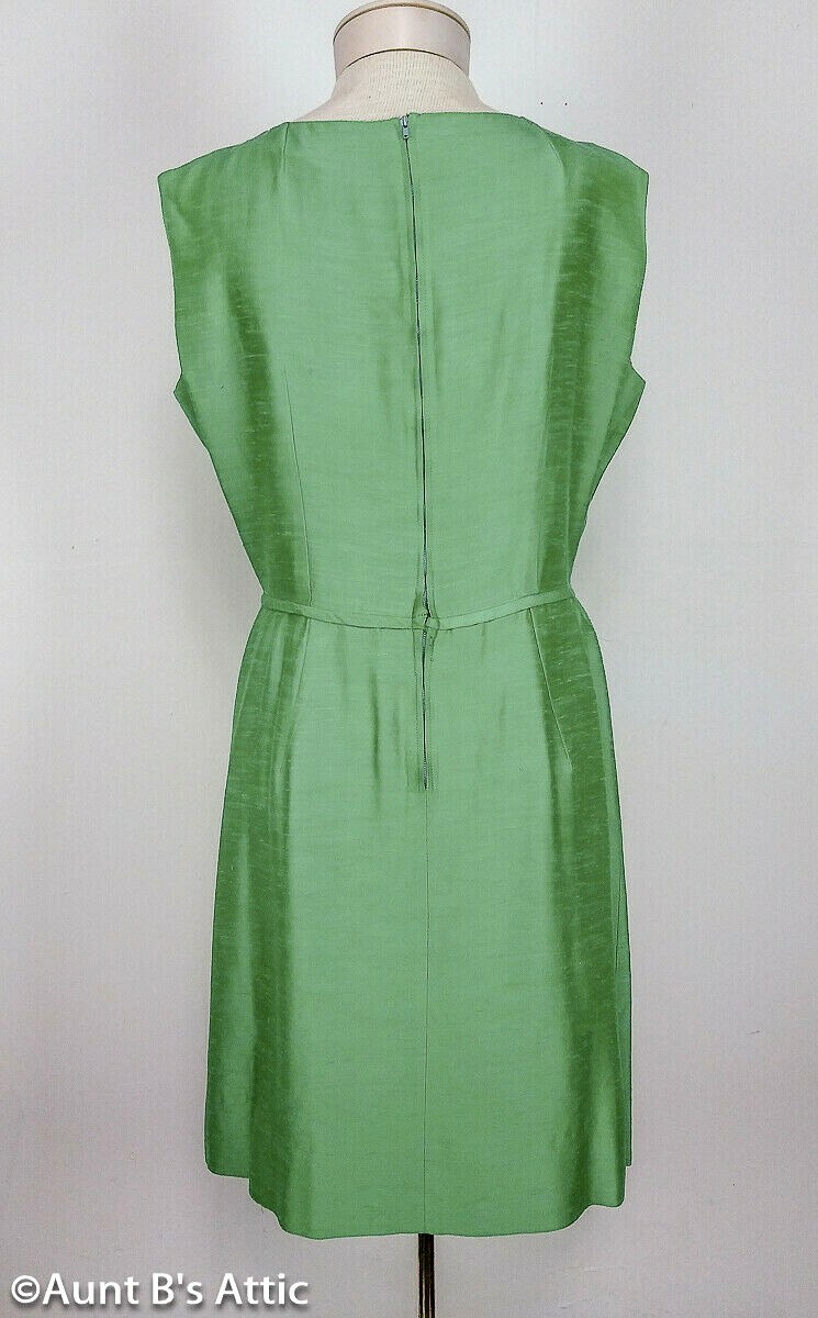 Vintage 60’s Spring Handmade Matching Gr Sleeveless Dress & 5 Button Coat M/L