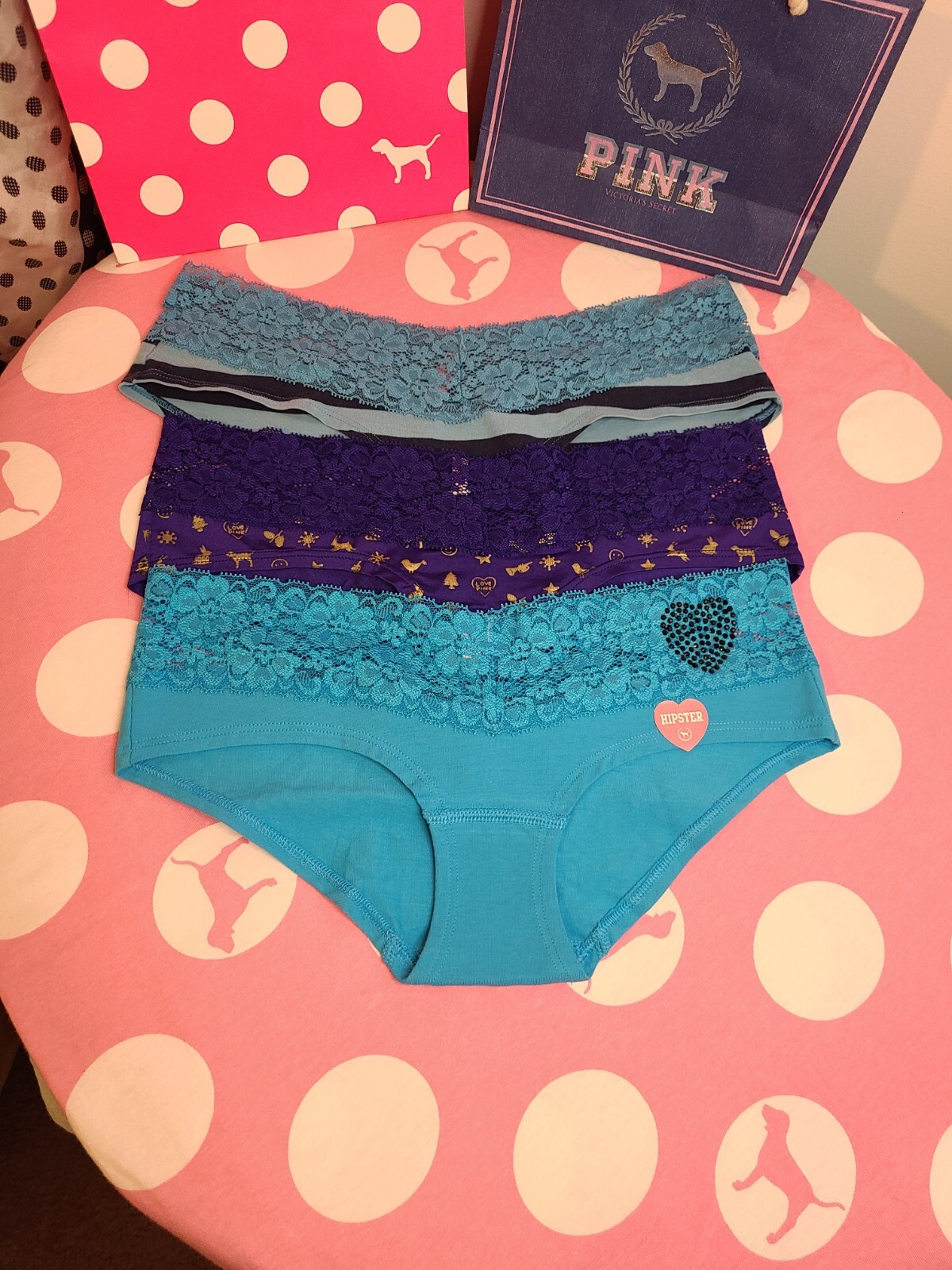 Y2K Vtg VS PINK 3pk Extra Low-rise Hipster Panties Size XS 💙
