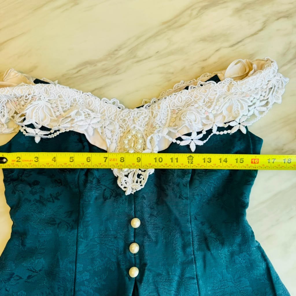 VTG 70s Bari Jay 2 Piece Corset Renaissance Victorian Brocade Tapestry Jacquard