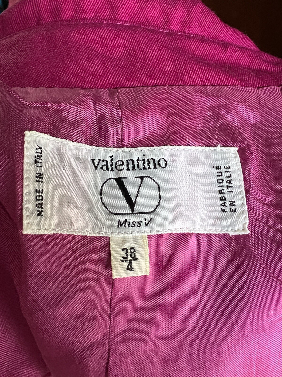 Vintage Preppy Jacket By Valentino Miss V fuchsia pink wool sz 38 4 Italy