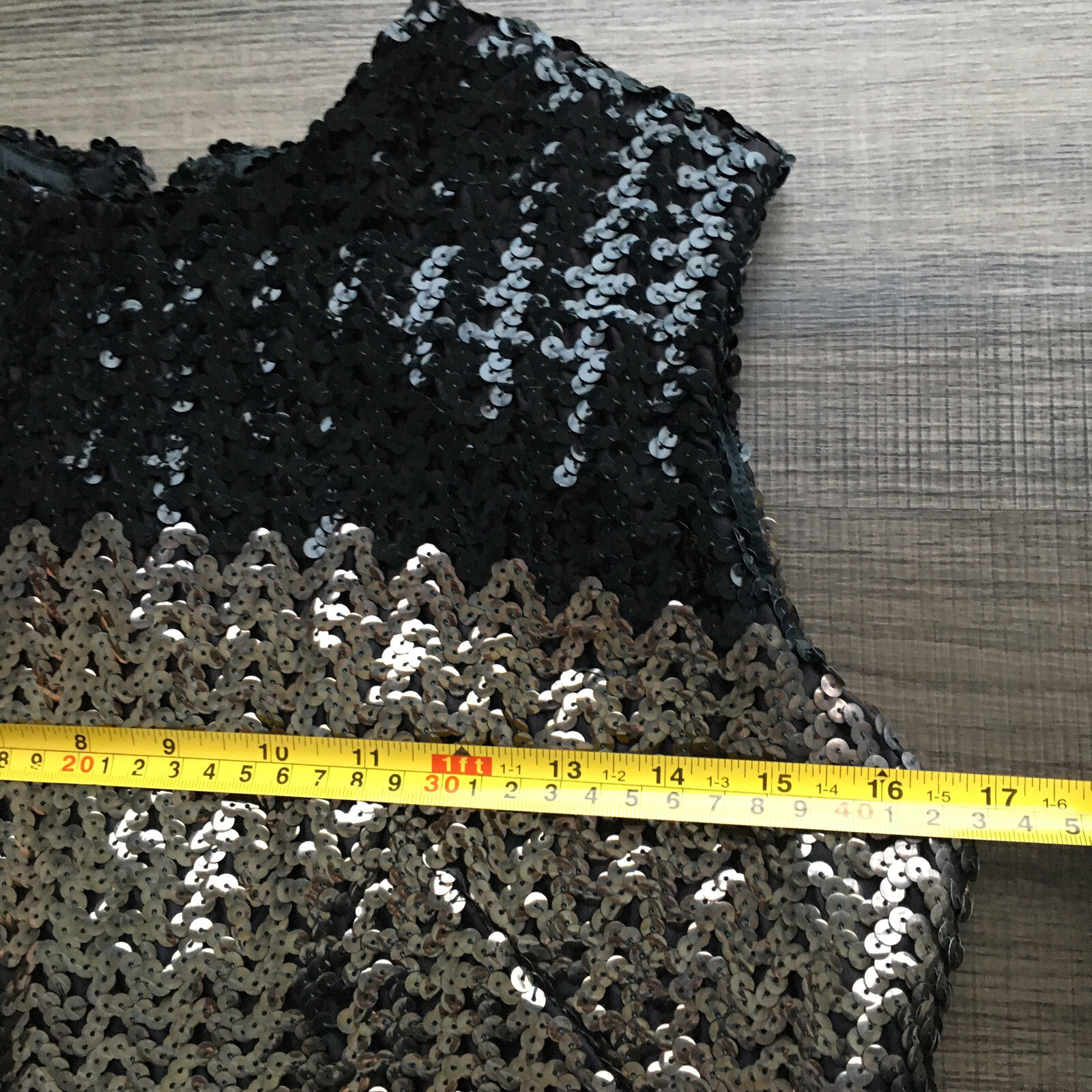 Vtg Art Deco Sequin Embellished Sleeveless Top Black Silver Zip Up Back Sz 10