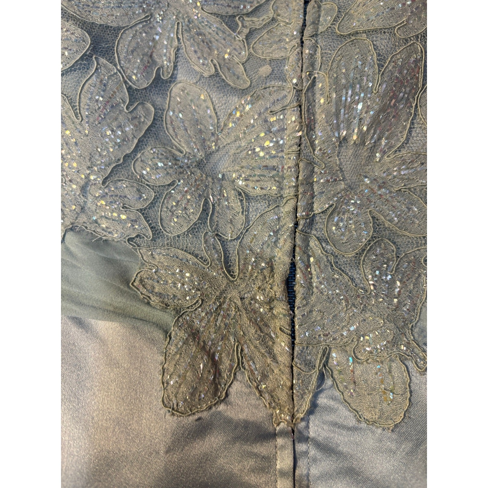 50s Ice Blue Beaded Lace Bombshell Wiggle Dress Cocktail Glam