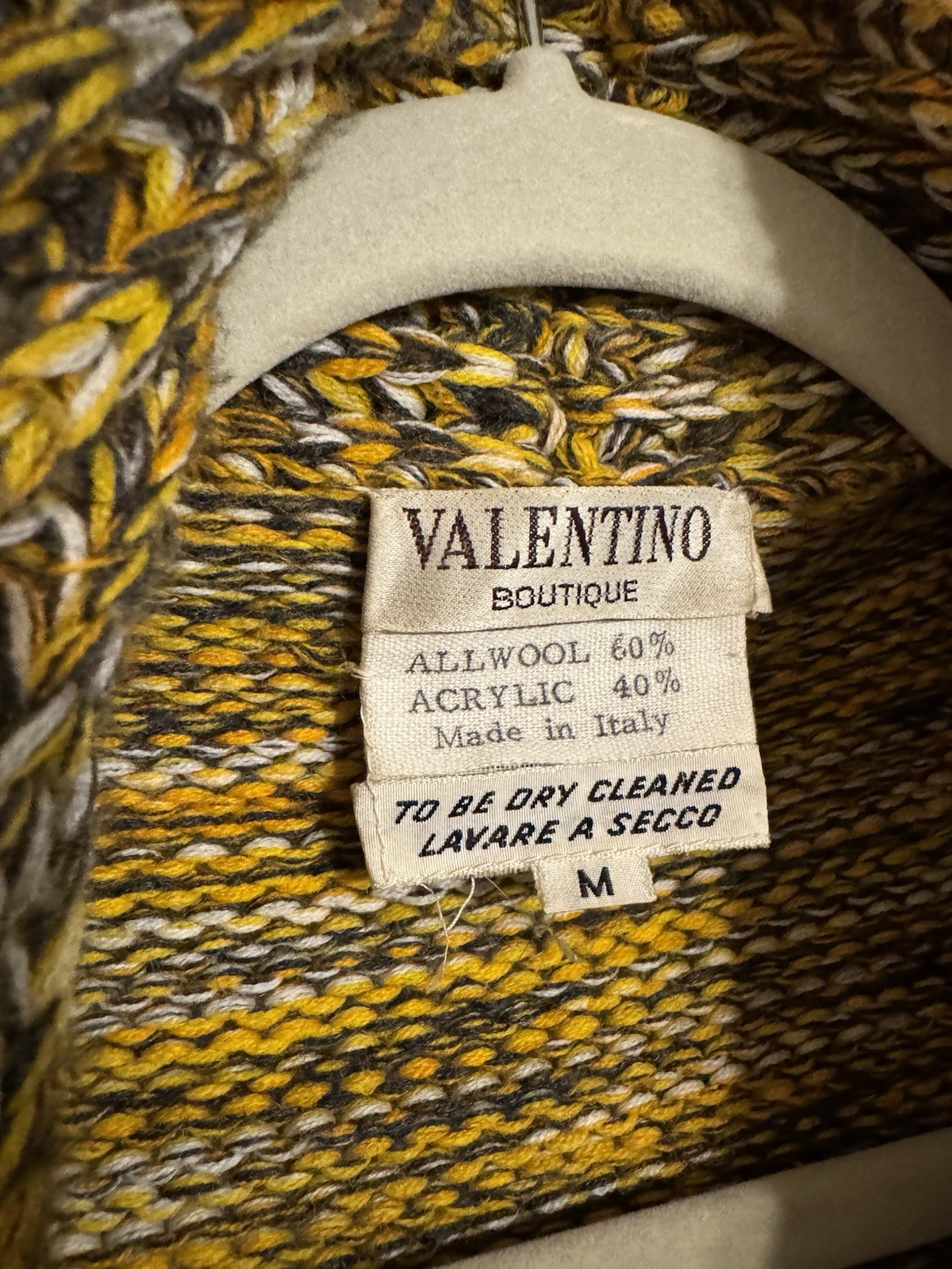 Vintage 70’s Valentino Boutique Knit Cardigan With Belt Medium 60% Wool