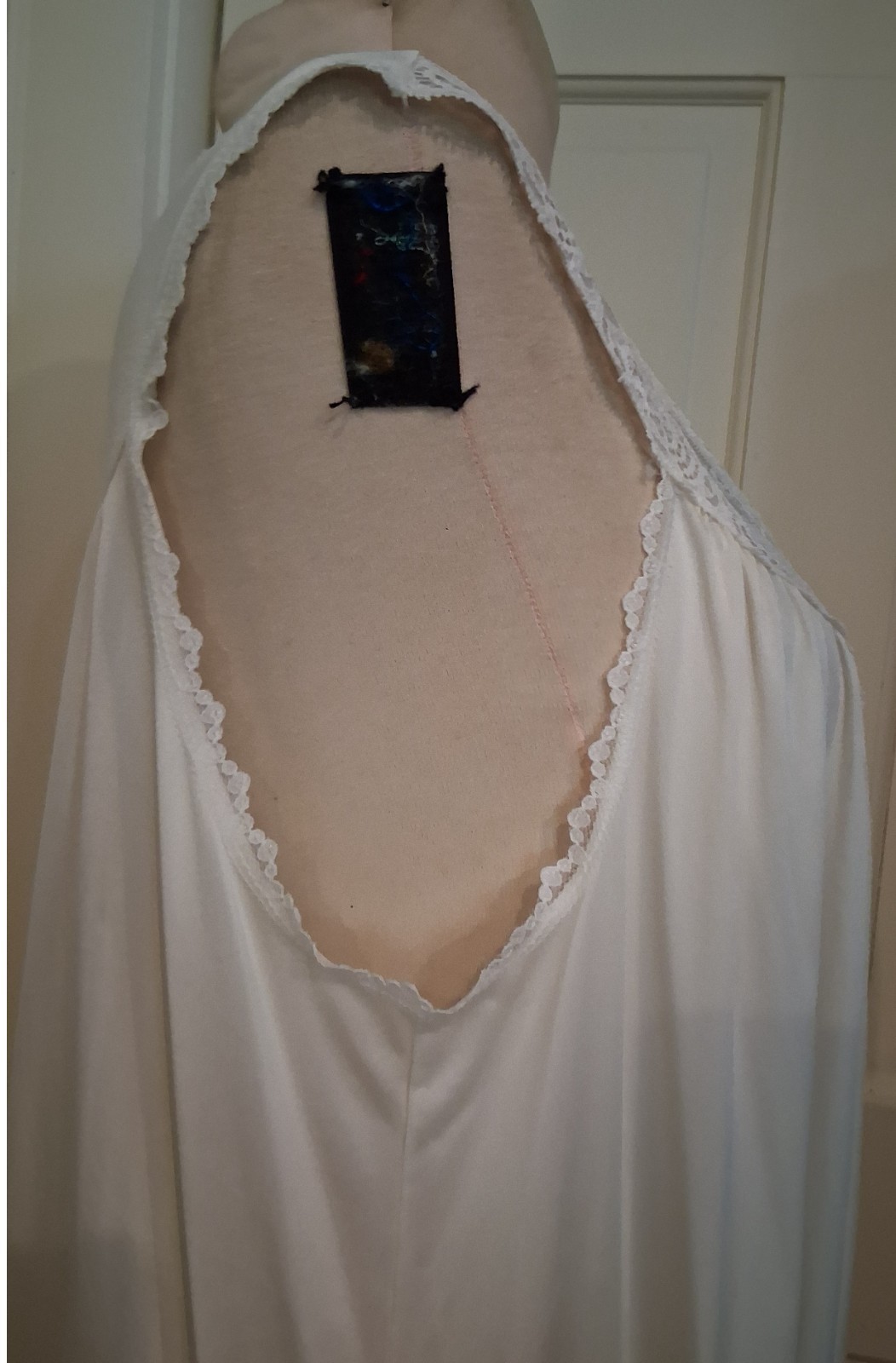Shadowline Vintage Light Cream ivory Color Nylon Nightgown & Robe Set Size M