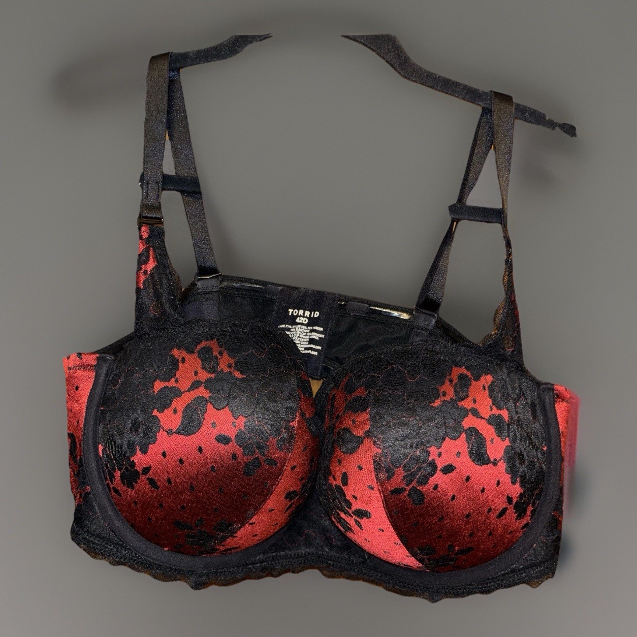 Torrid Curve Plunge Push Up 42D Black Lace Underwire Bra