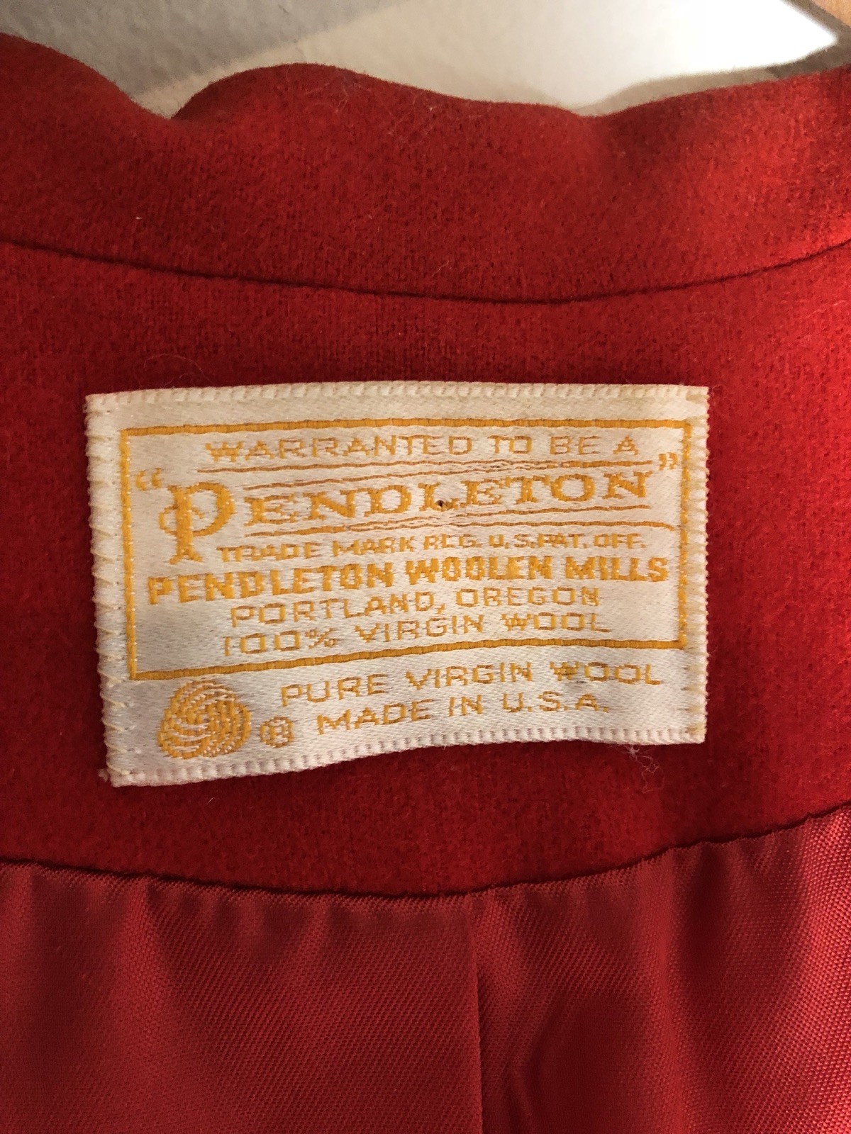 Vintage Pendleton Blazer Jacket Medium Tomato Red 1970s