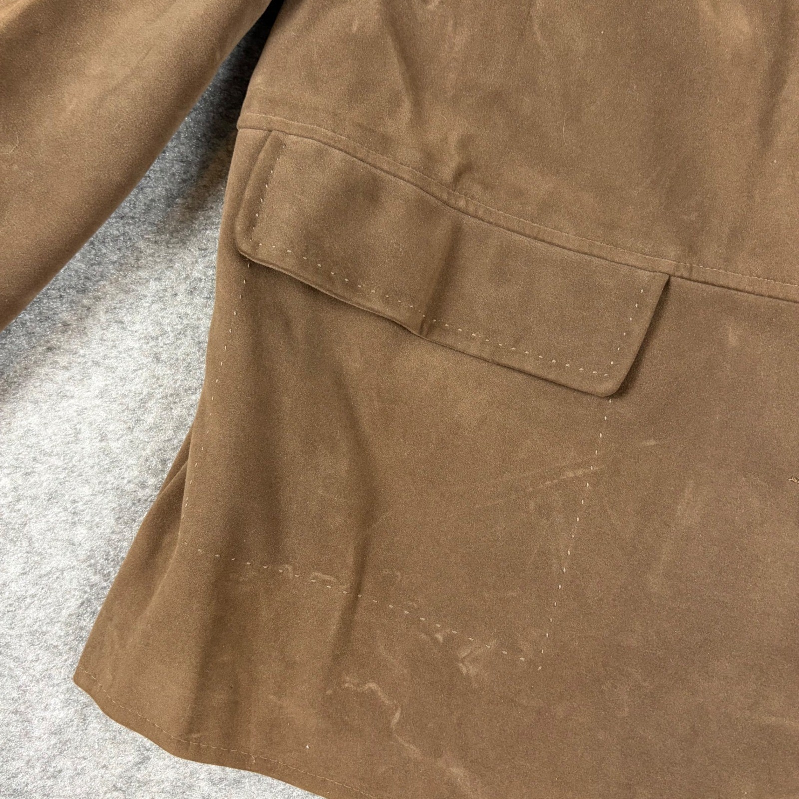 Sears Napoli Suede Jacket Womens Brown Faux Suede Vinyl Vintage 70s Coat