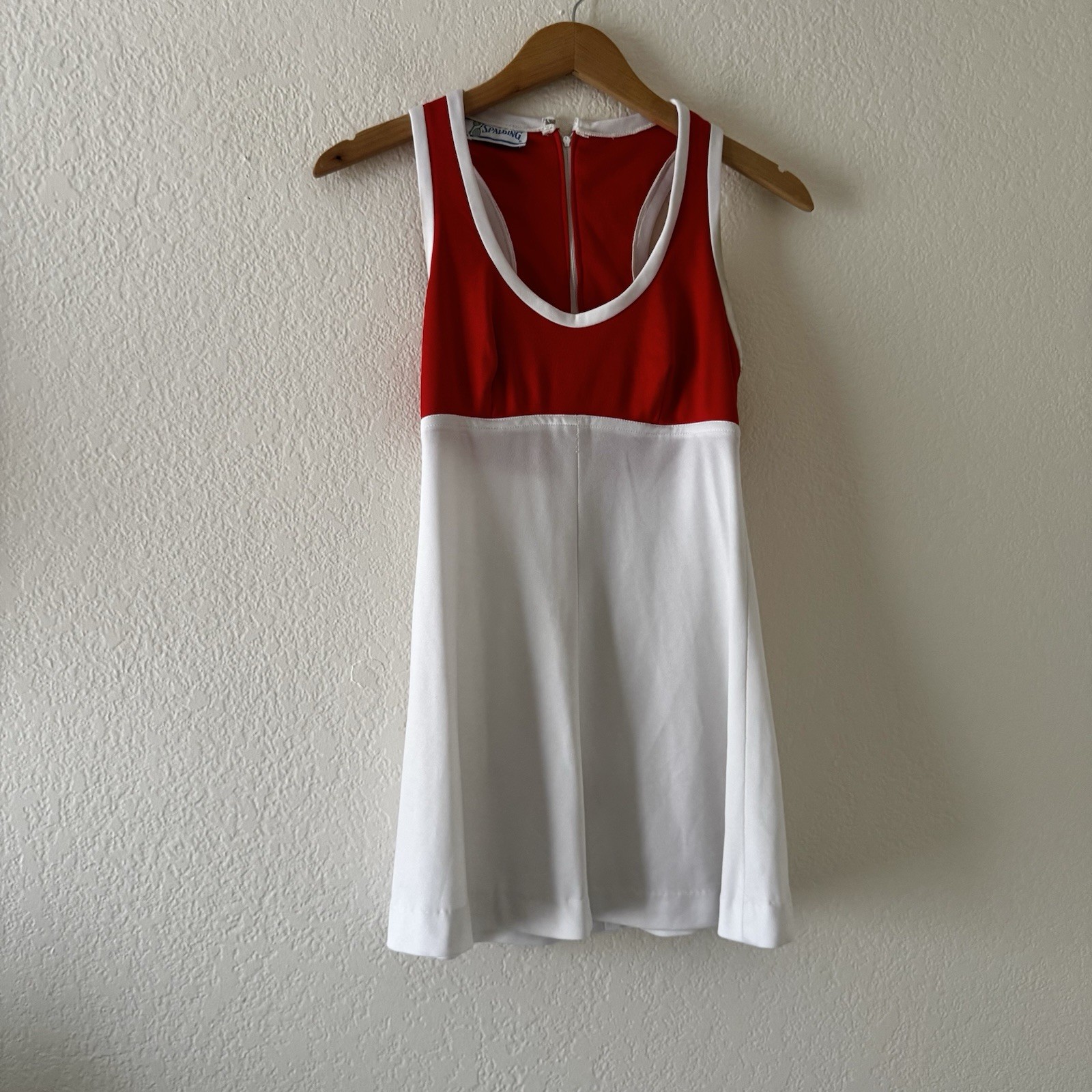 Vintage Spalding Tennis Dress White Red Striped Mini 70s 80s Preppy Size XS