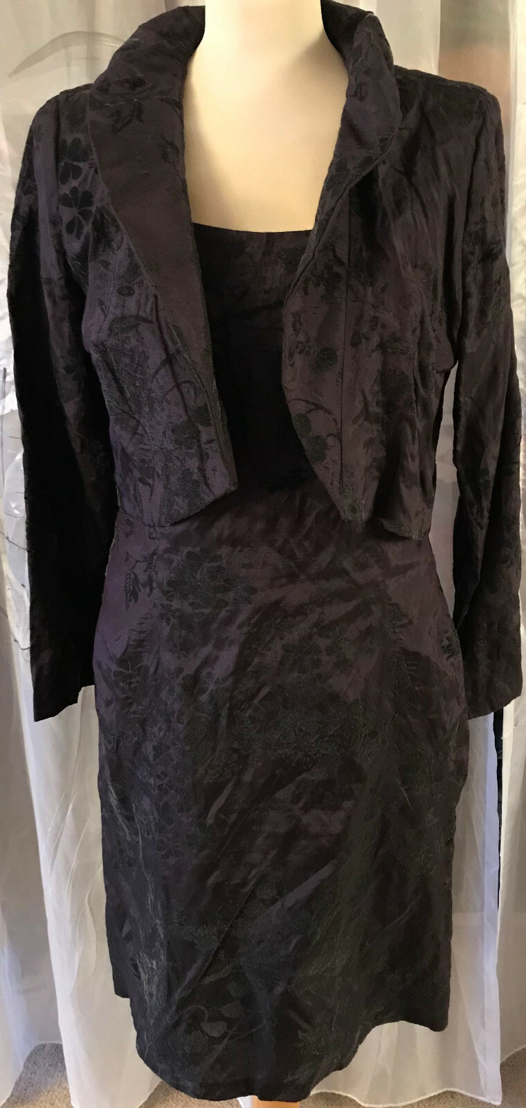 Elegant DESIGNER Ensemble DRESS & BOLERO Jacket Size S Black Purple NOBLE & LIGHTWEIGHT
