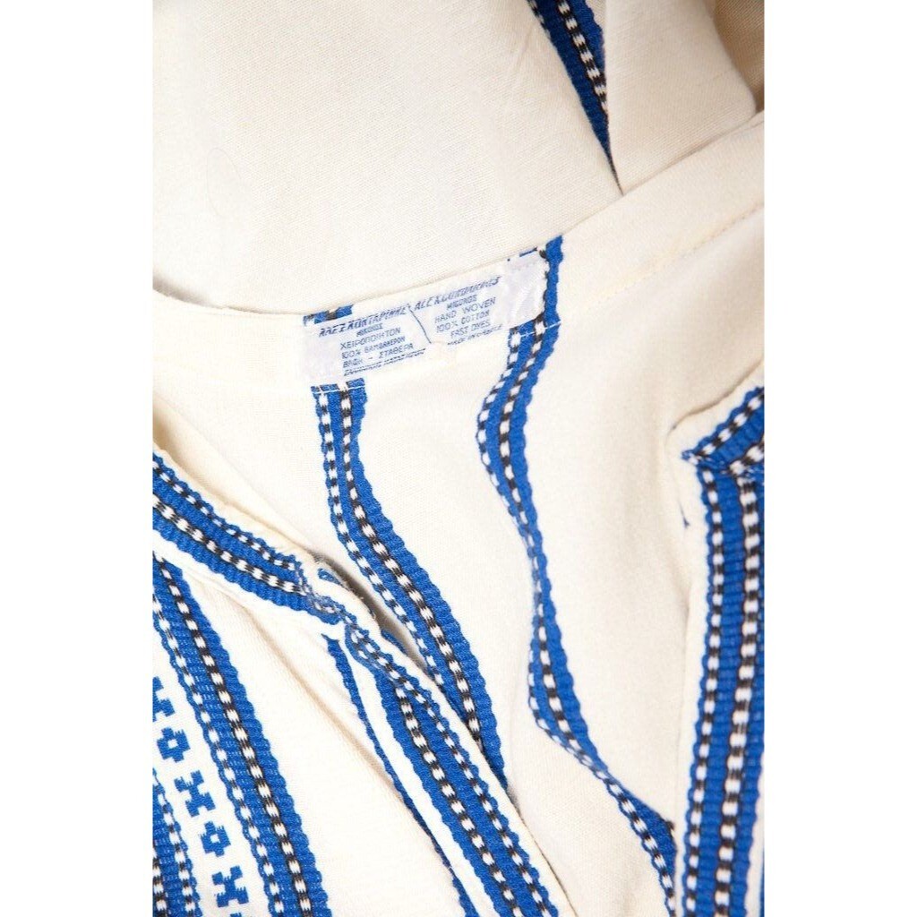 Maxi Kaftan Dress ALEX CONDARINIS Made In Greece Blue White Handmade Large ’73
