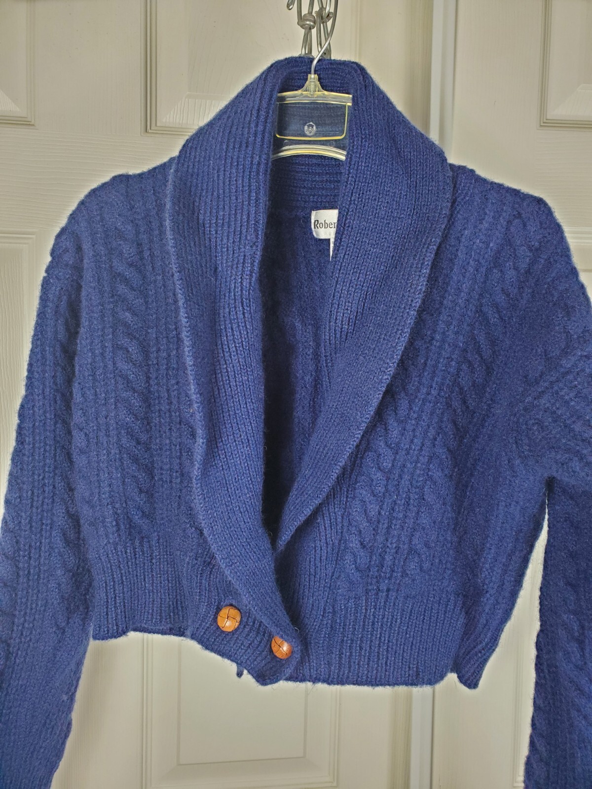 Vtg Robert Michael 2 Button Wool Sweater Women’s L (Moth Holes) Cardigan 1980’s