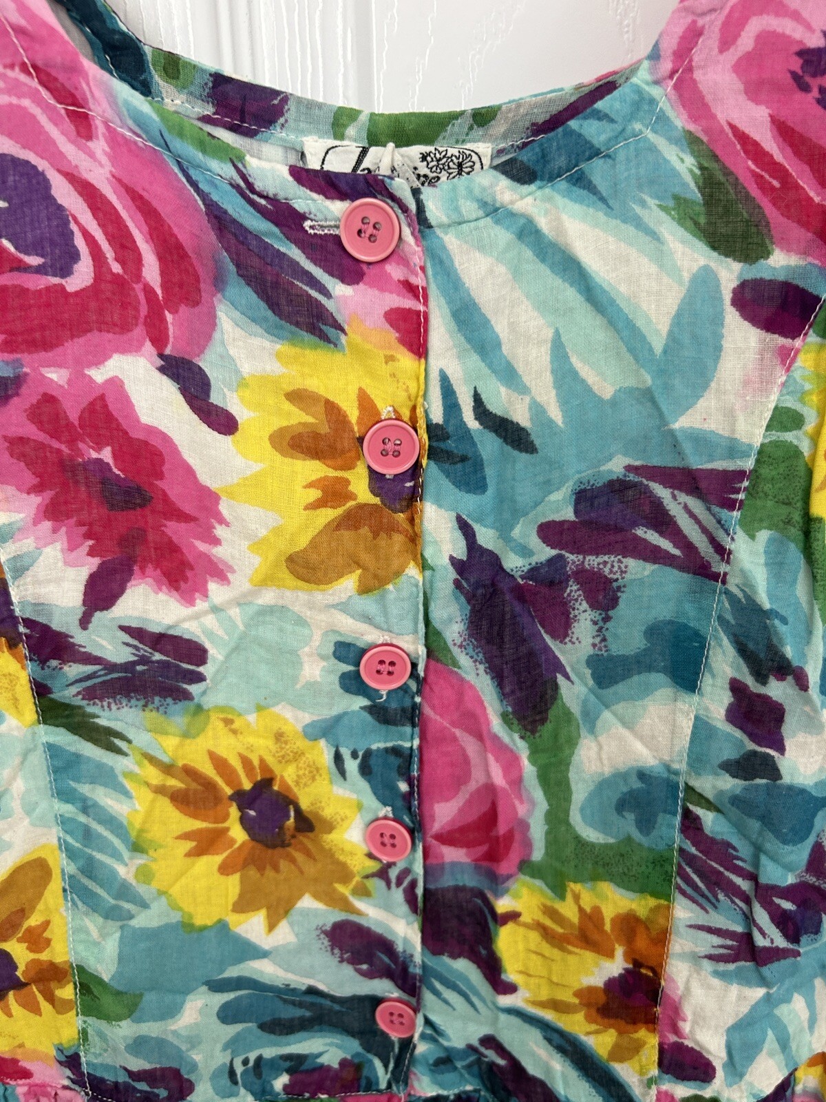 VTG Jasmine By KVM Boho Cottage 90s Dress Button Front Sleeveless Teacher Sz M