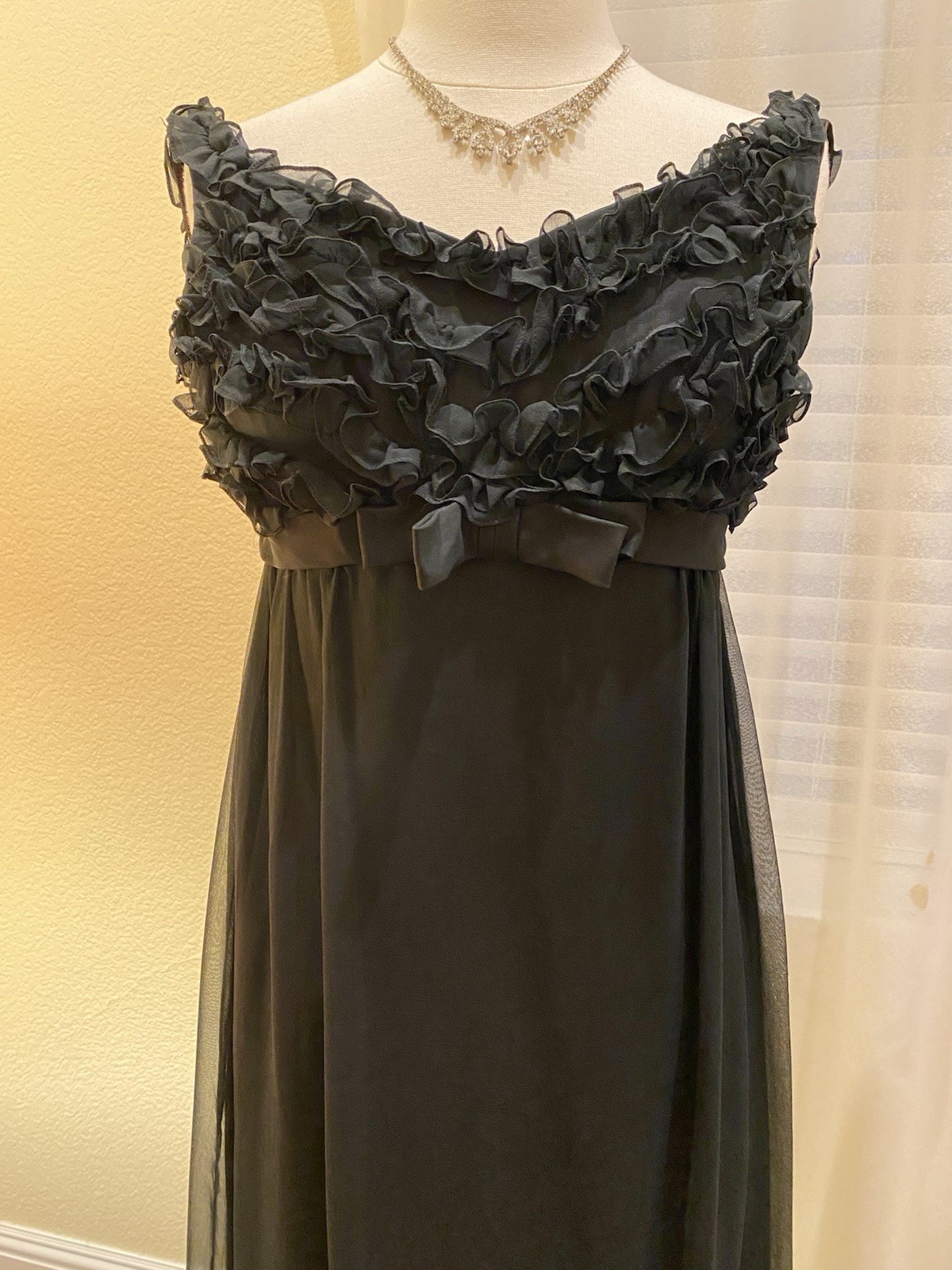 XXS Vintage 60s Emma Domb black chiffon cocktail party dress