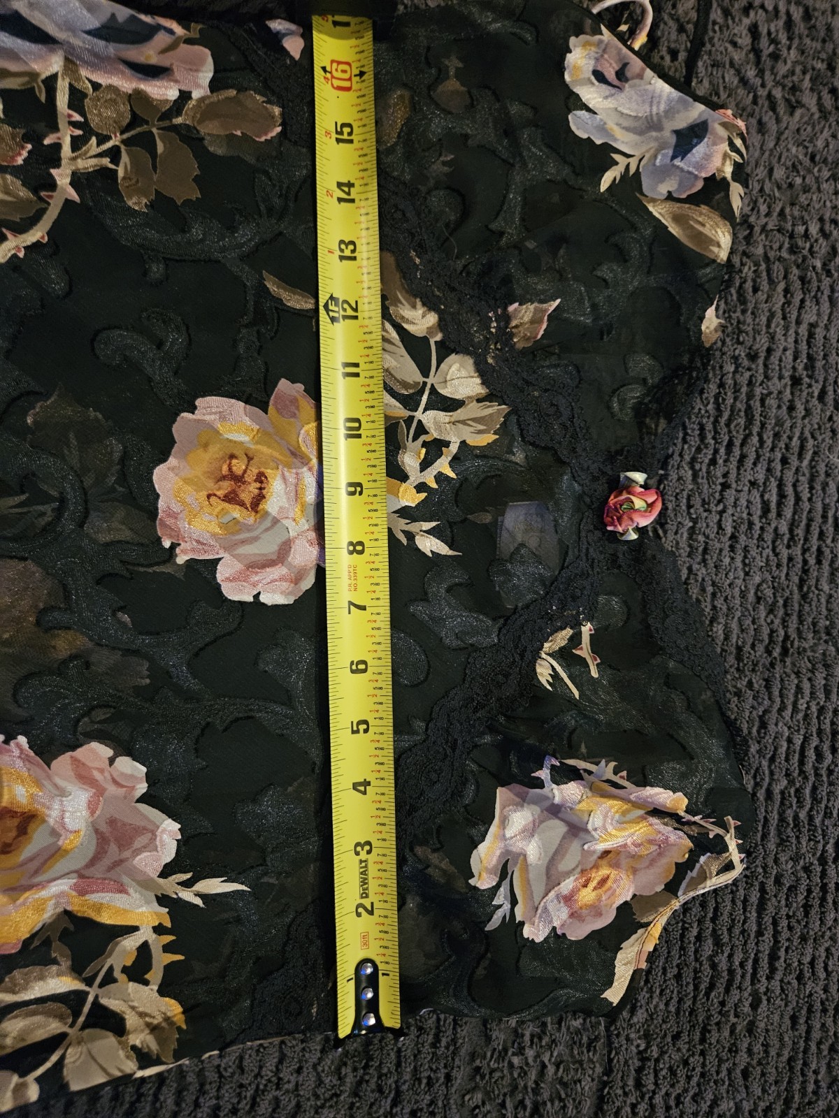 Vintage 90s black floral slip sheer mesh fabric intricate rose Lace bodice Large