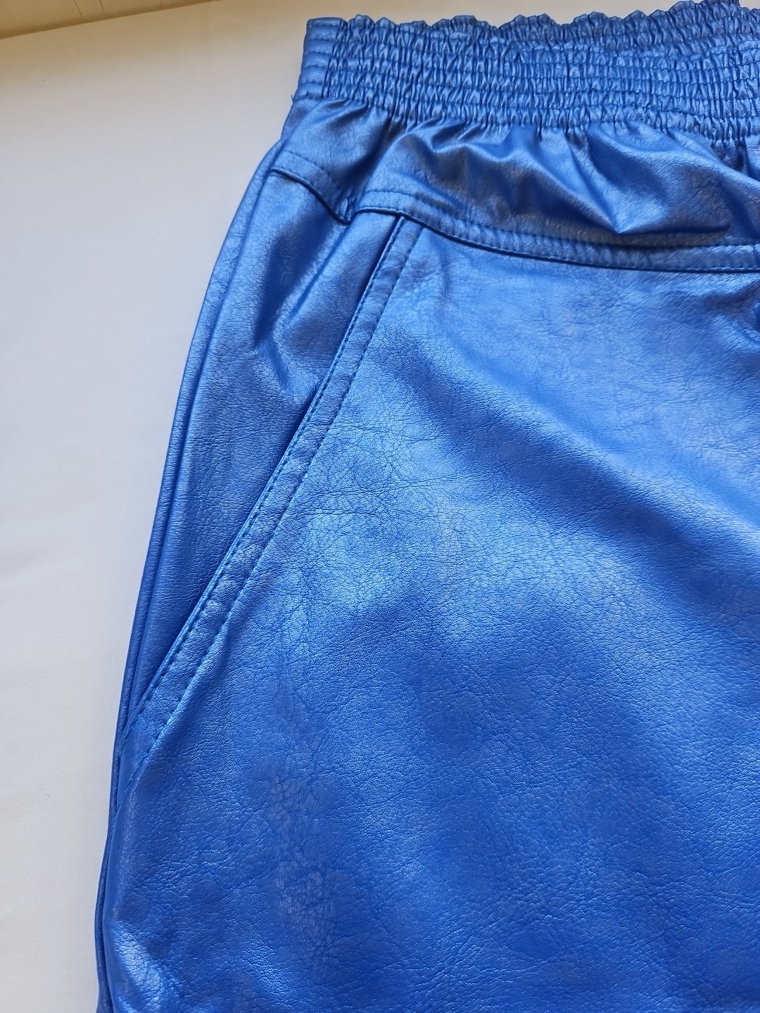 Vintage ROAMAN’S PVC Pants 80s Faux Leather Women’s H2 28/30 Inch Waist Blue
