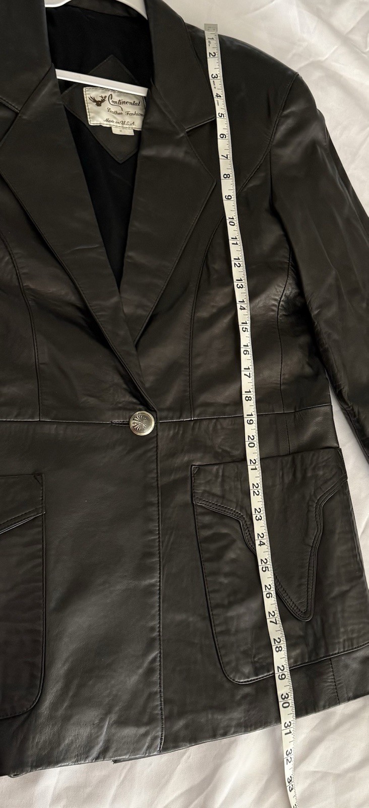 Vintage Continental USA English Lambskin Leather Jacket Women’s Black Sz M Soft