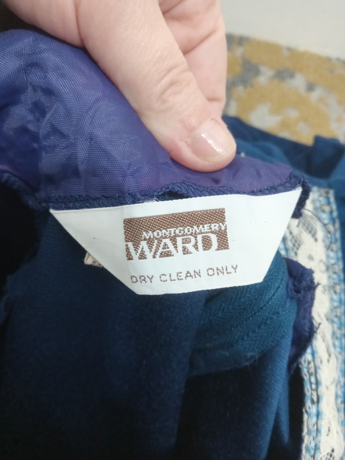Vintage Montgomery Ward 70s Blue Prairie Style Dress Sz 7/8, Renaissance, Peasan