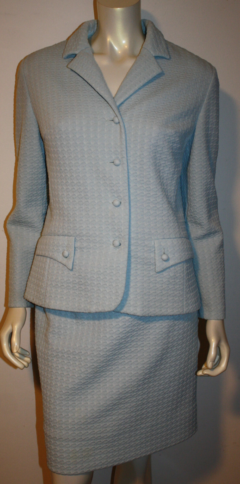Vintage Light Blue Knit Suit Jacket 6 8 10 Amazing Button Details German Austria