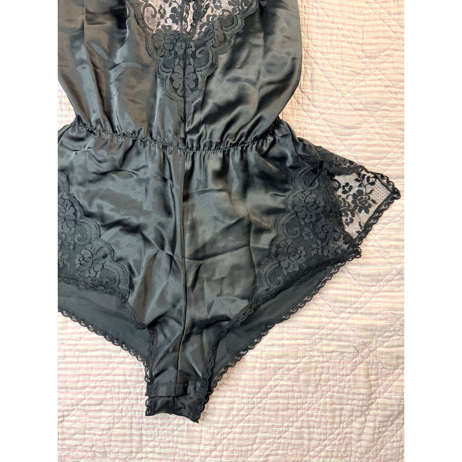 VTG Rare Maidenform Chantilly Black Lace Teddy 34 ILGWU/Made in USA Coquette