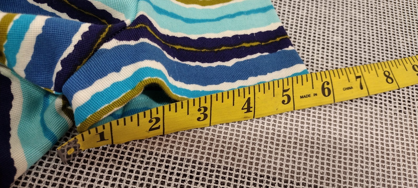 Vintage MCM Papillon Dress Audrey Style Mid Century Stripes Avocado Blue W 24″