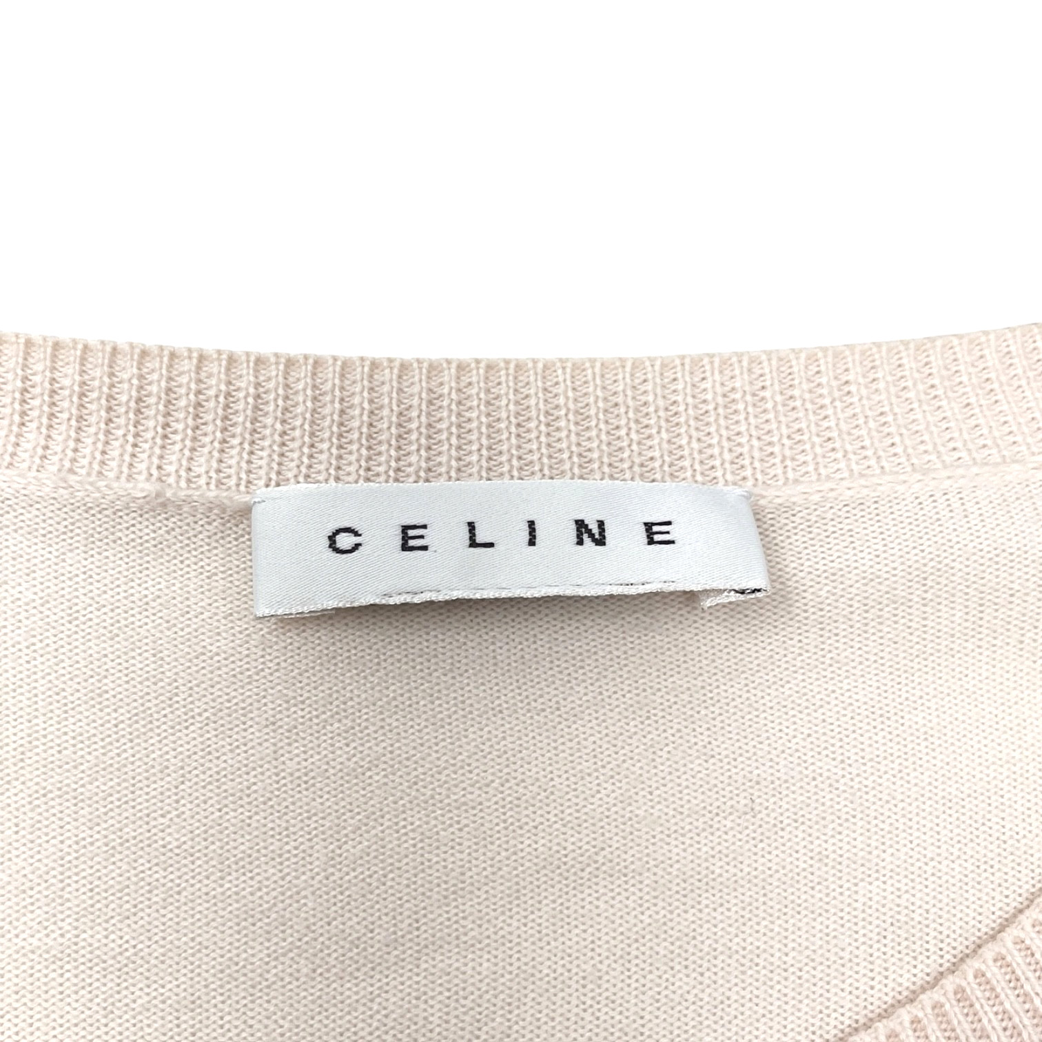 CELINE Vintage Macadam Logo Knit Cardigan Sweater Top Pink Beige 106919