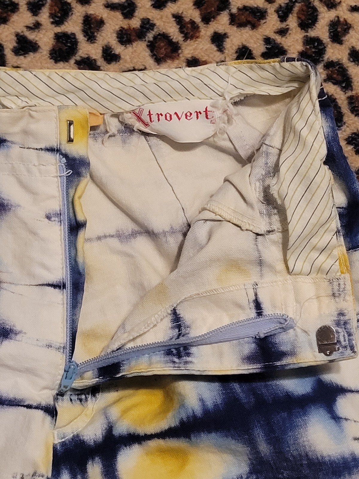 Vintage Tie Dye Xtrovert 60s 70s 80s Pants Blue Yellow White