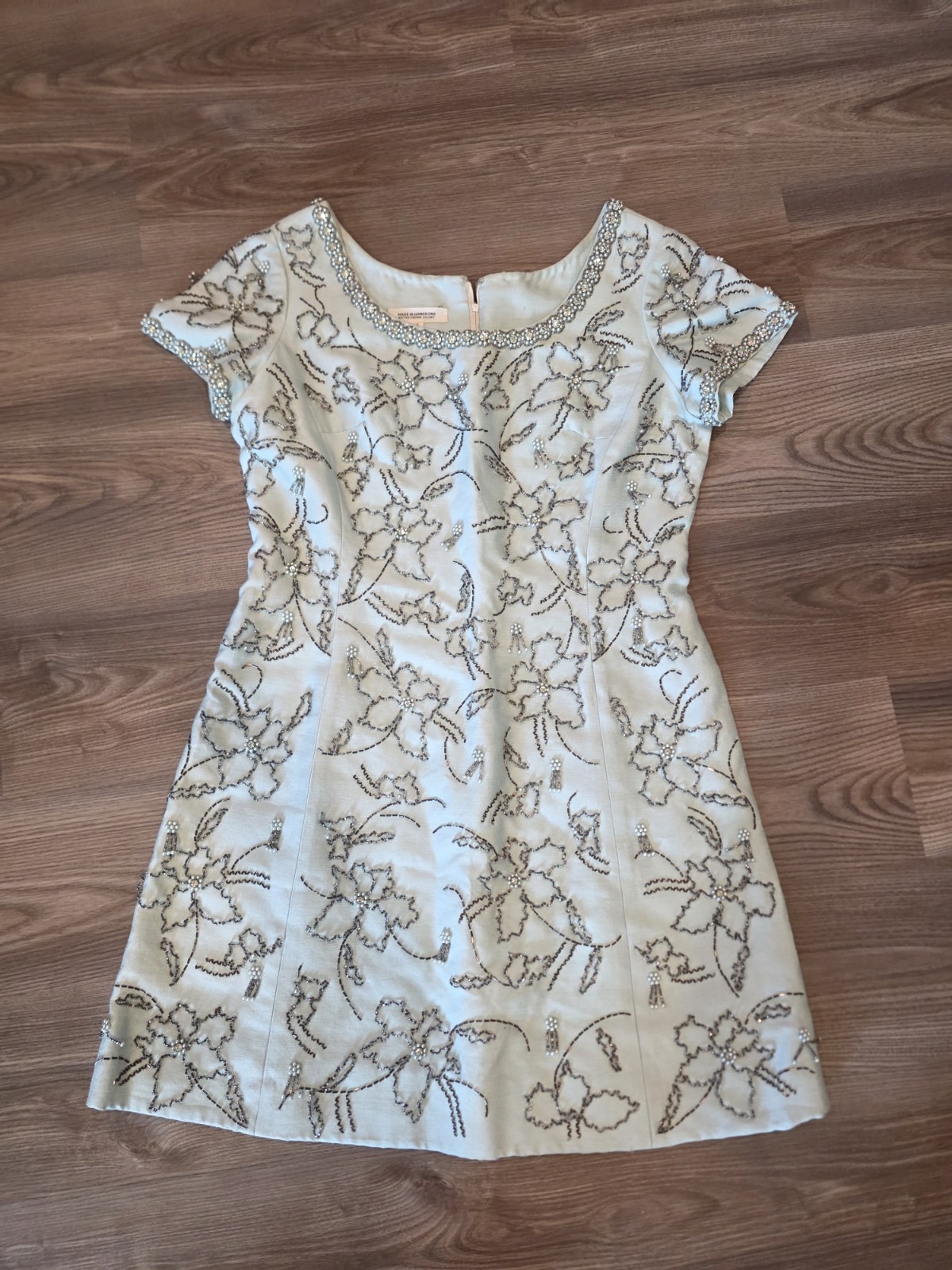 1960 Vintage British Crown Colony Beaded Rhinestone Hong Kong Dress Size 16