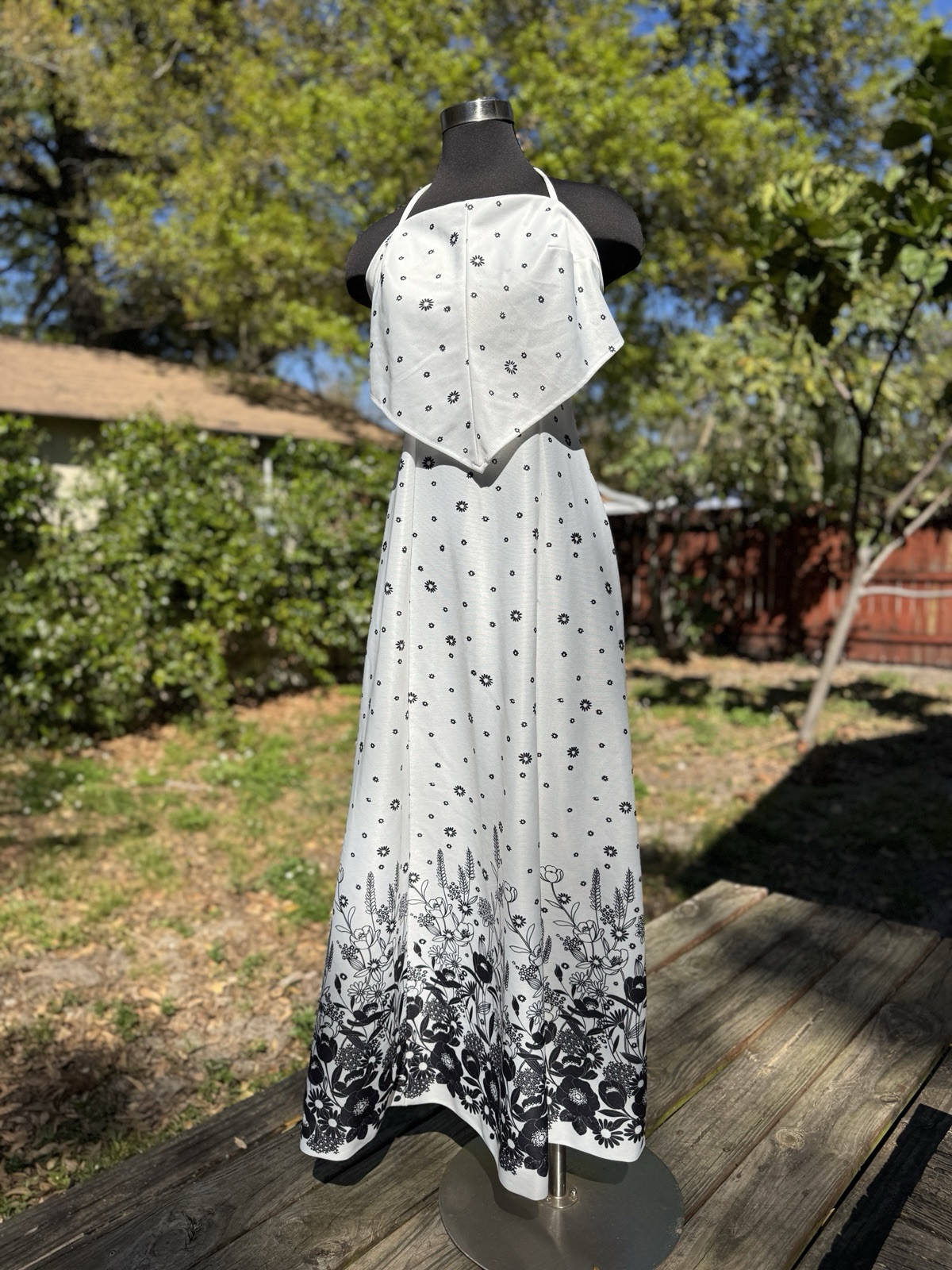 Vintage 1970s Aldens Fashions Floral Halter Maxi Dress