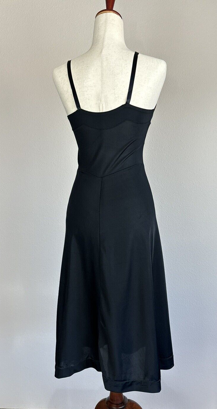 Vintage Textron Slip Womens 32/12 Tall Black Midi Adjustable Straps
