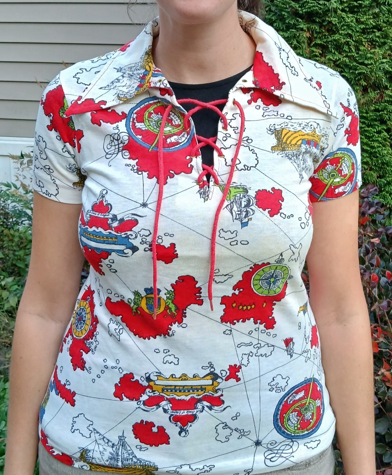 Vtg 1960s Bobbie Brooks Boho Hippie Retro Shirt Sz Small