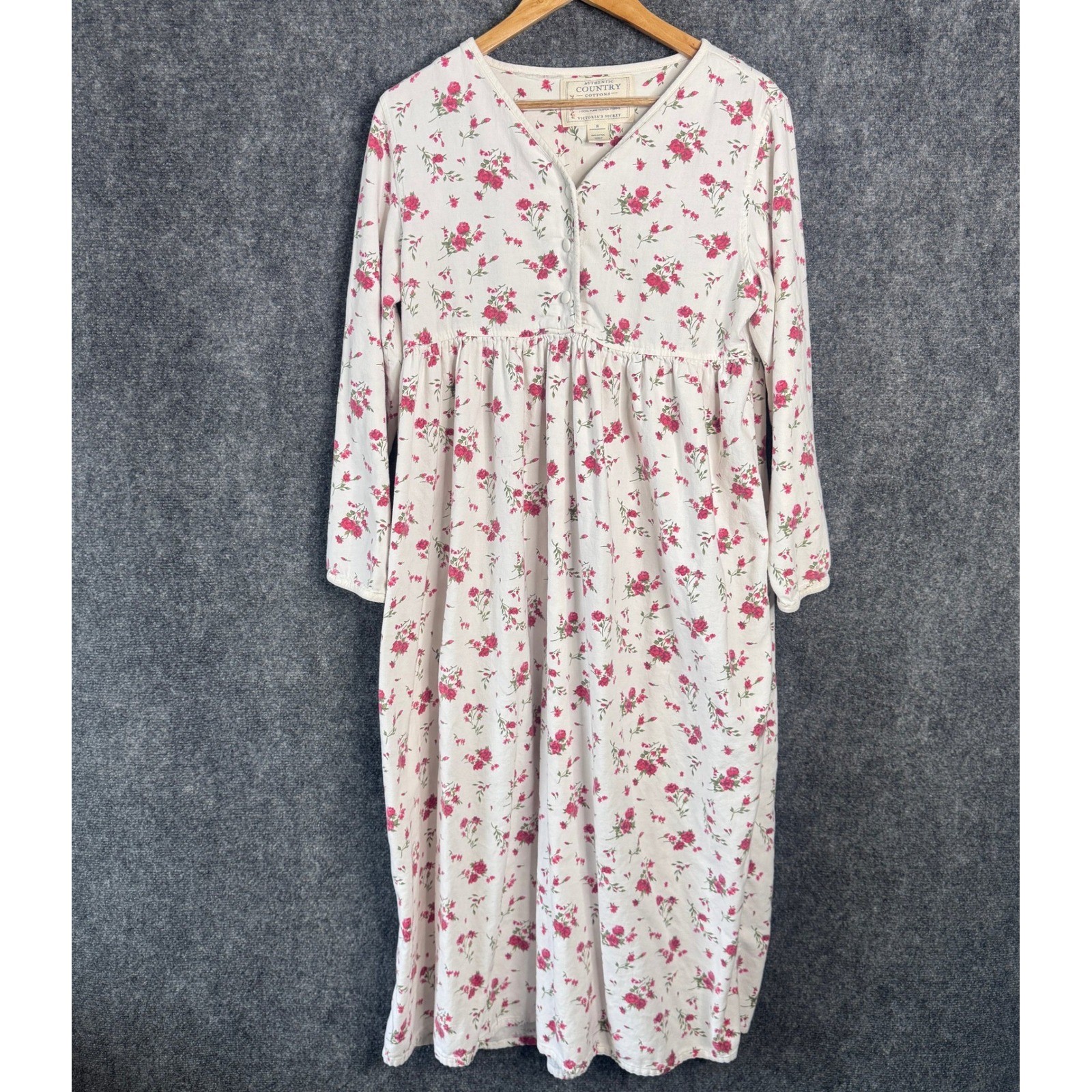 Vintage Victorias Secret Country Cotton Gown Women S White Floral Cottage Praire