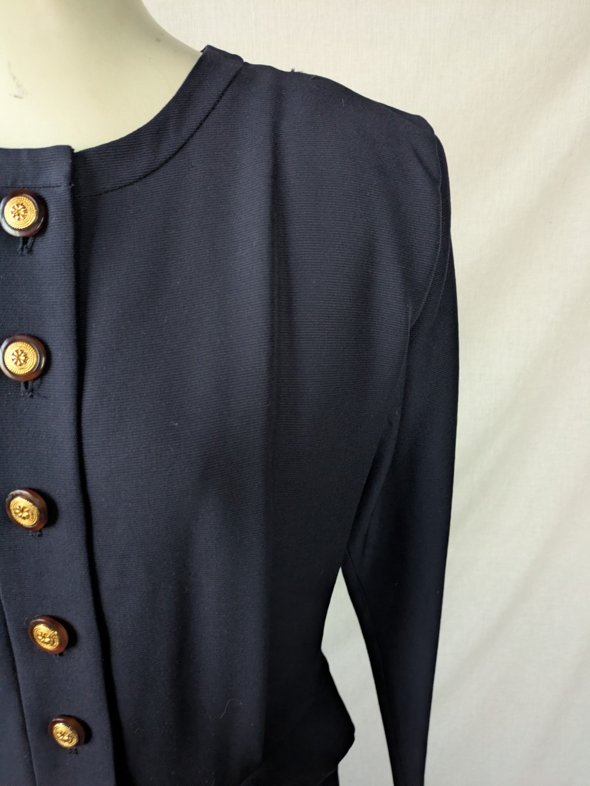 Vintage 1980s Yves Saint Laurent Rive Gauche Tunic Dress Navy Blue S/M VGUC