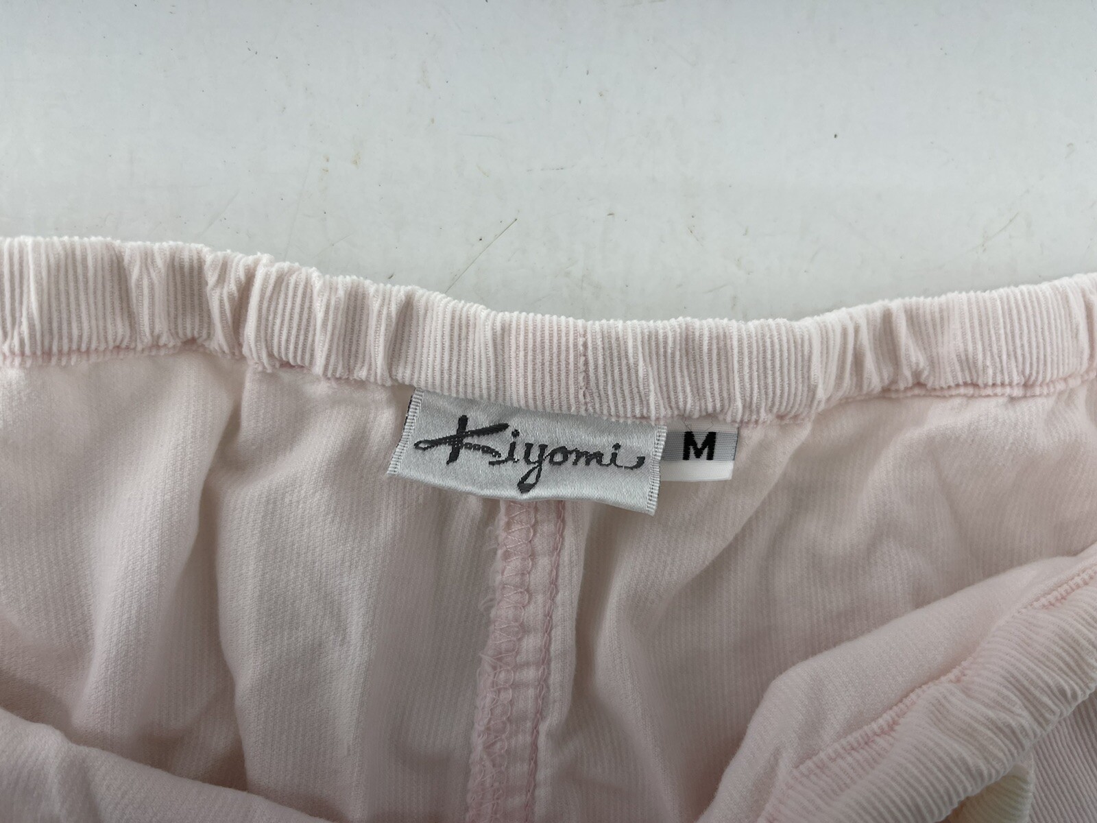 Women’s Pink Kiyomi Corduroy 2 Pc Pajama Set size Med Drawstring Pant Button Top