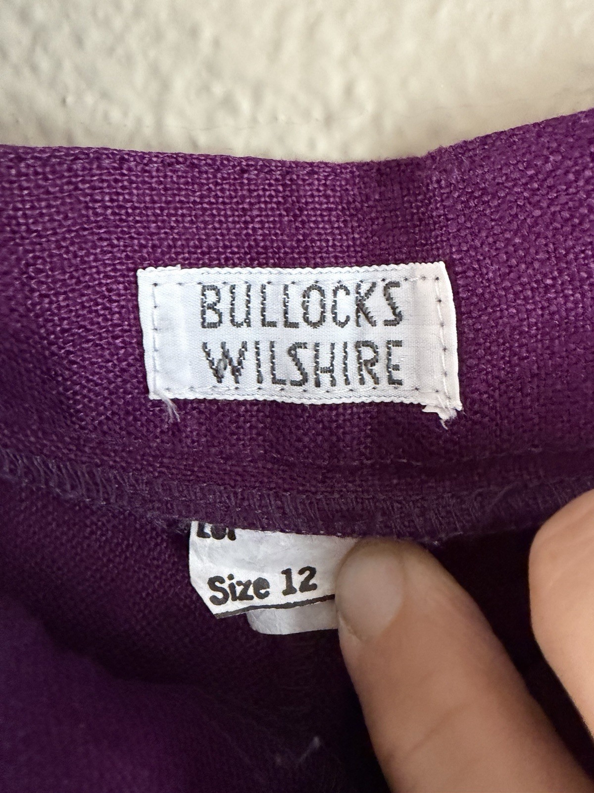 VTG 80s 90s BullocksWilshire Purple 100% Linen Pantsuit Set M 12 Power Suit Pads