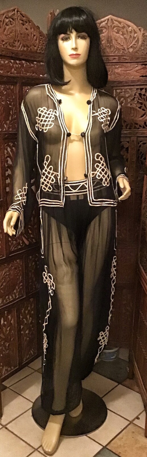 Vintage Sheer Black Harem Girl Lingerie Ensemble